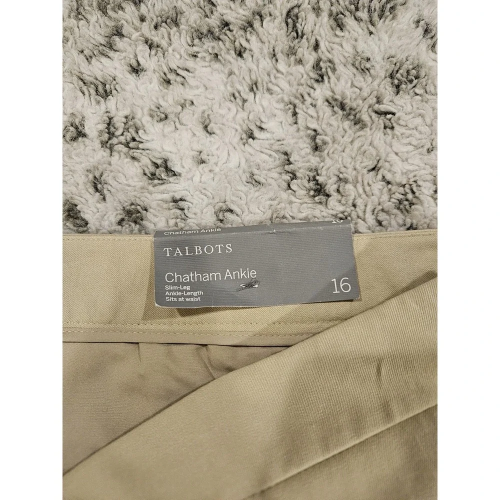 Talbots Chatham Ankle Pants Size 16 Tan Khaki Side Zip Cotton Blend NWT
